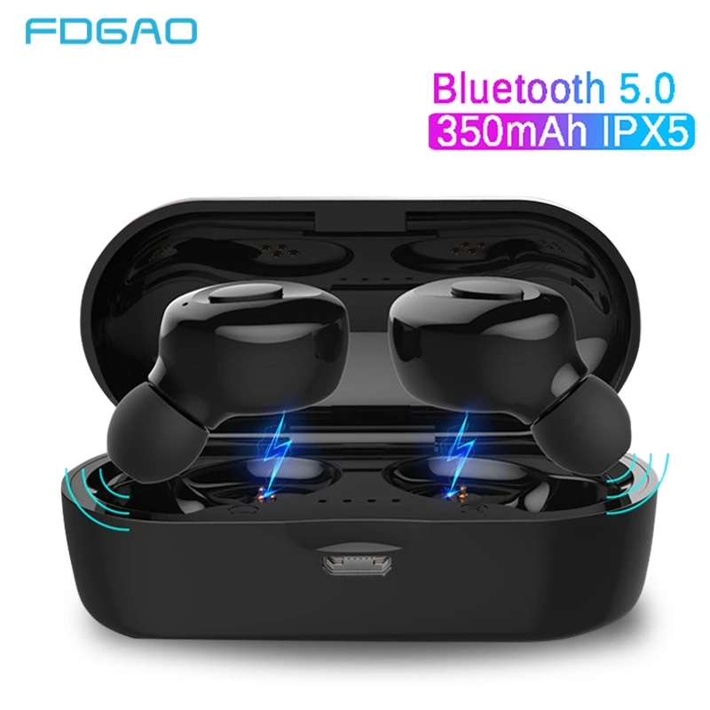 

Bluetooth Earphone True Wireless Headphones 5.0 TWS in-Ear Earbuds IPX5 Waterproof Mini Headset 3D Stereo Sound Sport Handsfree