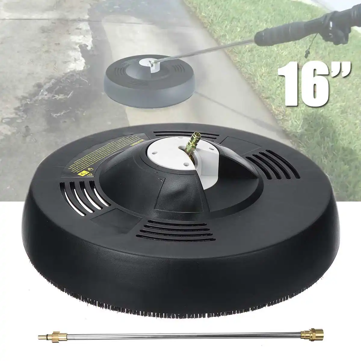US $79.40 16 Patio Pressure Washer Surface Cleaner Round Garage Door Driveway Rotary Brush 14 Quick Connect Straight Extension Wand