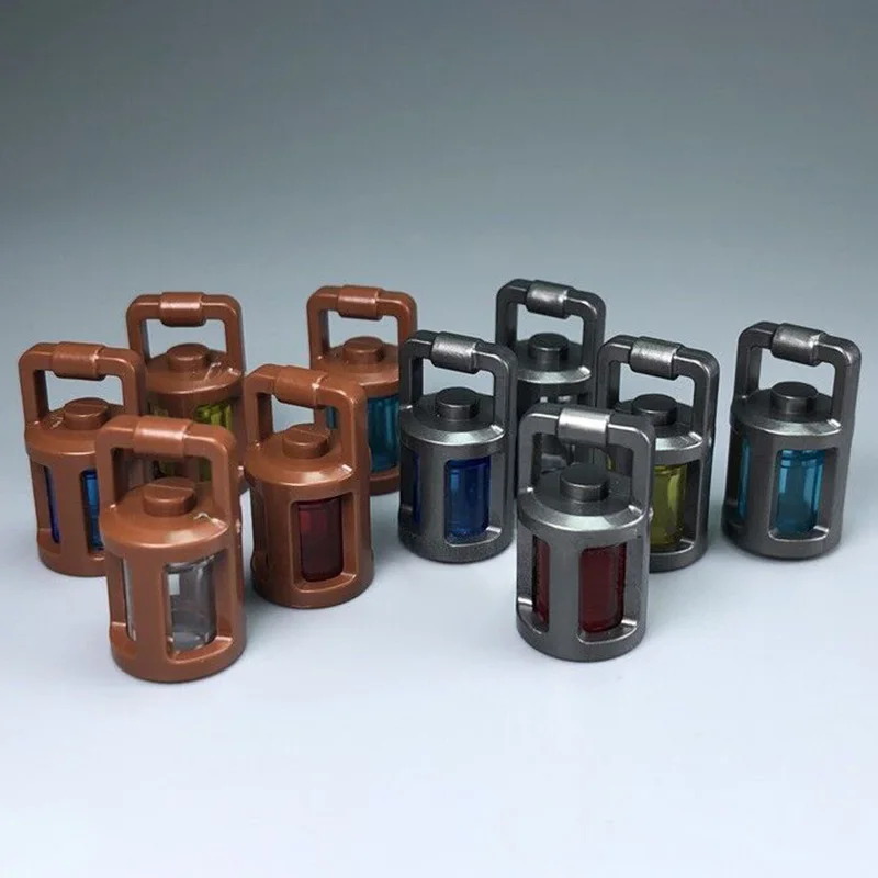 10Pcsset Portable Lamp Searchlight Lantern Lights Building Blocks MOC Figures Accessories Bricks DIY Kids Educational Toys (3)