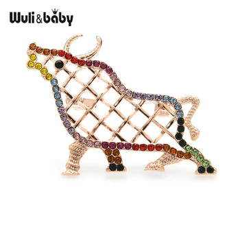 

Wuli&baby Rhinestone Cattle Brooches For Women 2-color Animal Party Causal Office Brooches Pins Gits