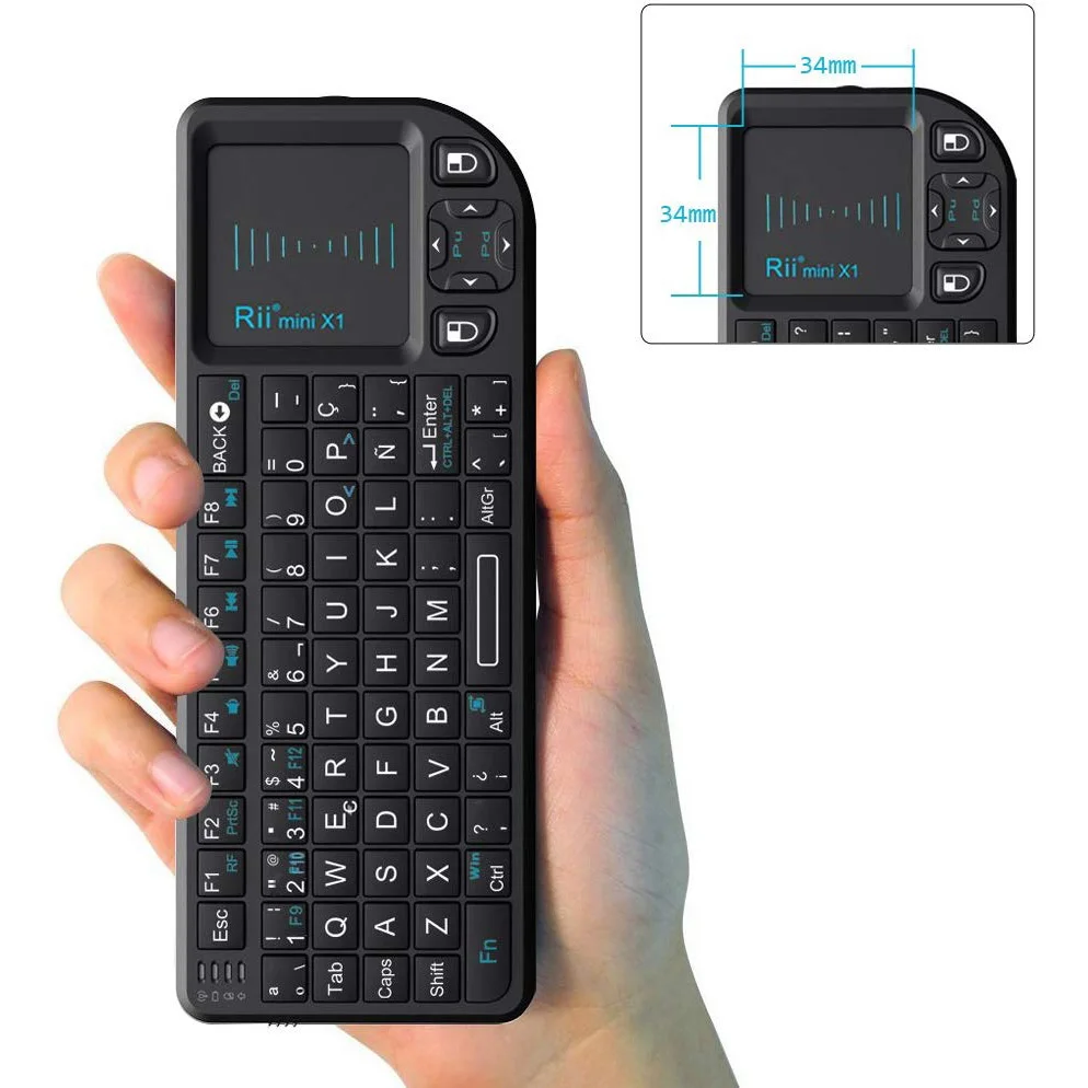 Rii x1 Mini Espanhol 2.4ghz Teclado sem Fio Rato de ar com Touchpad para Caixa tv Android Mini pc Portátil