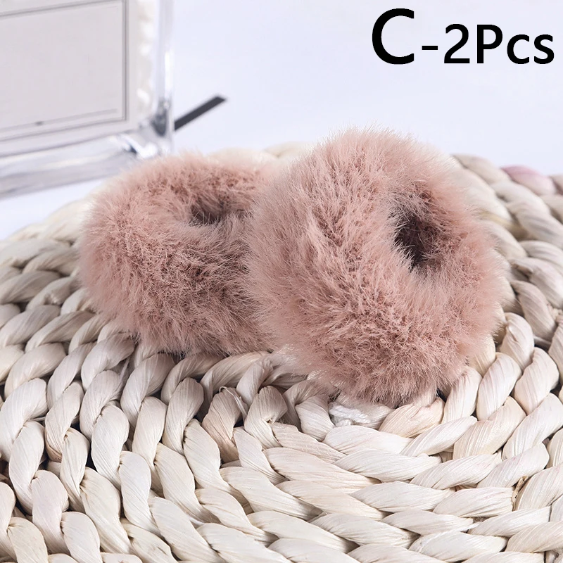 Fashion Girls Elastic Faux Rabbit Fur Scrunchie Hair Rope Mink Fur Ponytail Holder Elastic Plush Hair Ring Hair Accessories head scarf bandana