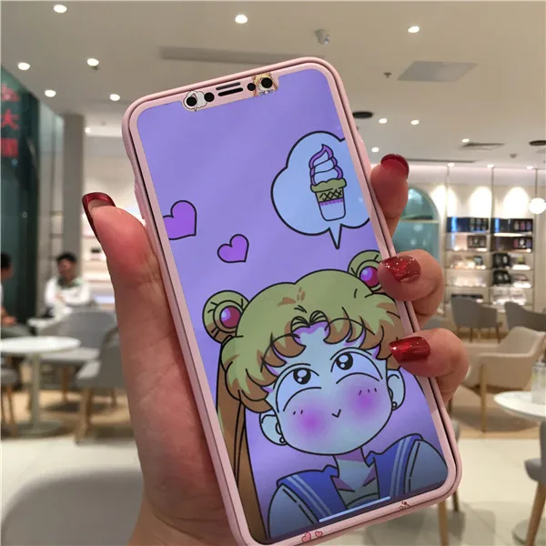 Милый протектор экрана Сейлор Мун чехол для телефона аниме для iPhone 11 Pro Max X XS MAX XR 6 6s 7 8 Plus для задней крышки из закаленного стекла - Color: Screen Protector 4