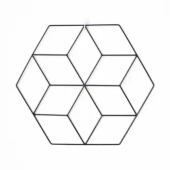 

Nordic Ins Style Hexagonal Wrought Iron Grid Red Photo Wall Shelf Decoration Simple DIY Innovative Rack Room Decoration