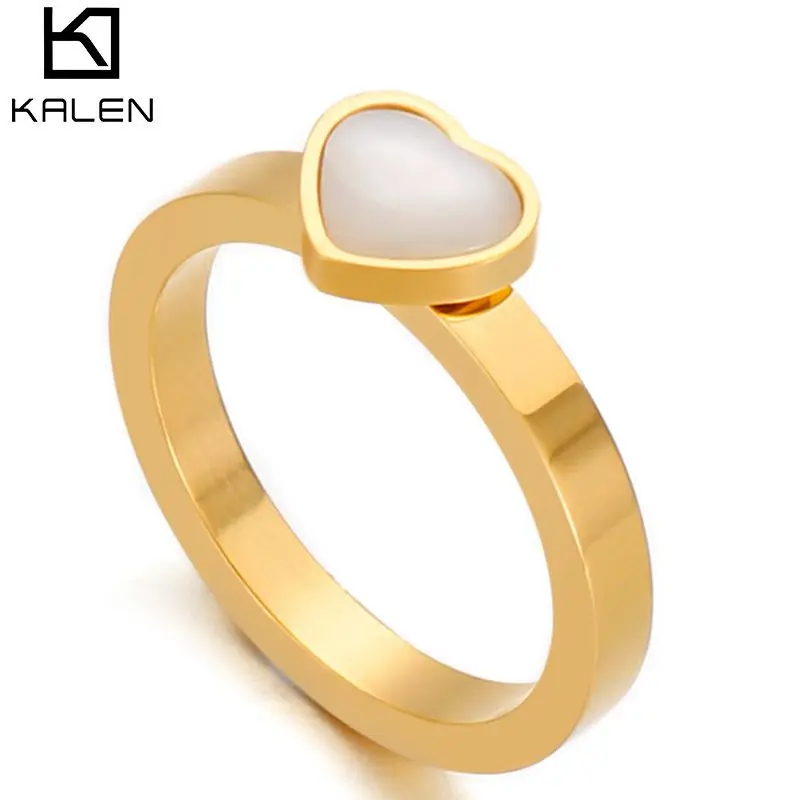Kalen Anello In Pietra Con Occhio Di Tigre Bianco Anelli Impilati Alla Moda In Acciaio Inossidabile Anello A Cuore Carino Scelta Meravigliosa Per Gioi