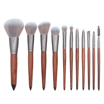 

11Pc Wooden Handle Makeup Brush Set Cosmetic Powder Eyeshadow Foundation Blush Eyebrow Brushes Professional Blending Beauty Tool