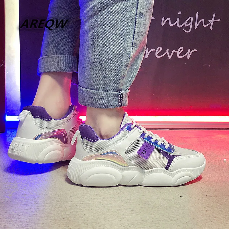 

2019 Spring and Autumn New Harajuku Style Ladies Color Matching Wild Student Casual Shoes Breathable Mesh Women's Shoes