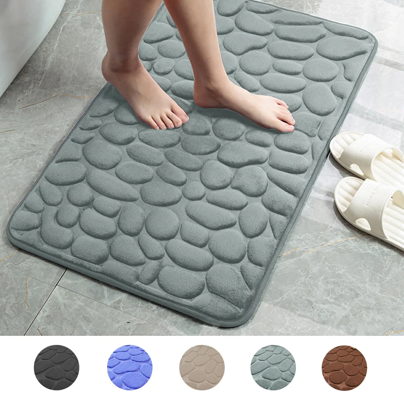 Cobblestone Embossed Bathroom Bath Mat Non slip Carpets Entrance Door