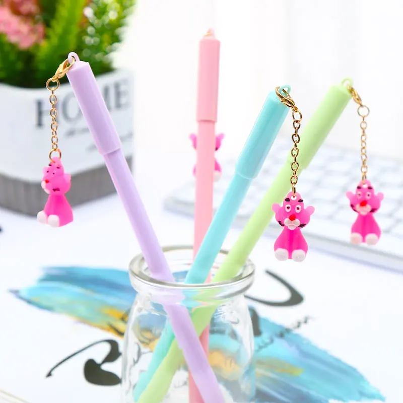 Creative Cute Kawaii Cat Dog Gel Pens School Pink Panther Unicorn Panda Mermaid Corn Fox Stationery Kawai Thing Stationary Store - Цвет: panther2 random 1pc