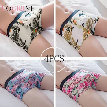 

Logirlve 4pcs/Lot Fashion Underwear Men Boxers Soft Breathable Boxershorts Male Comfortable Panties Sexy Printed Underpants