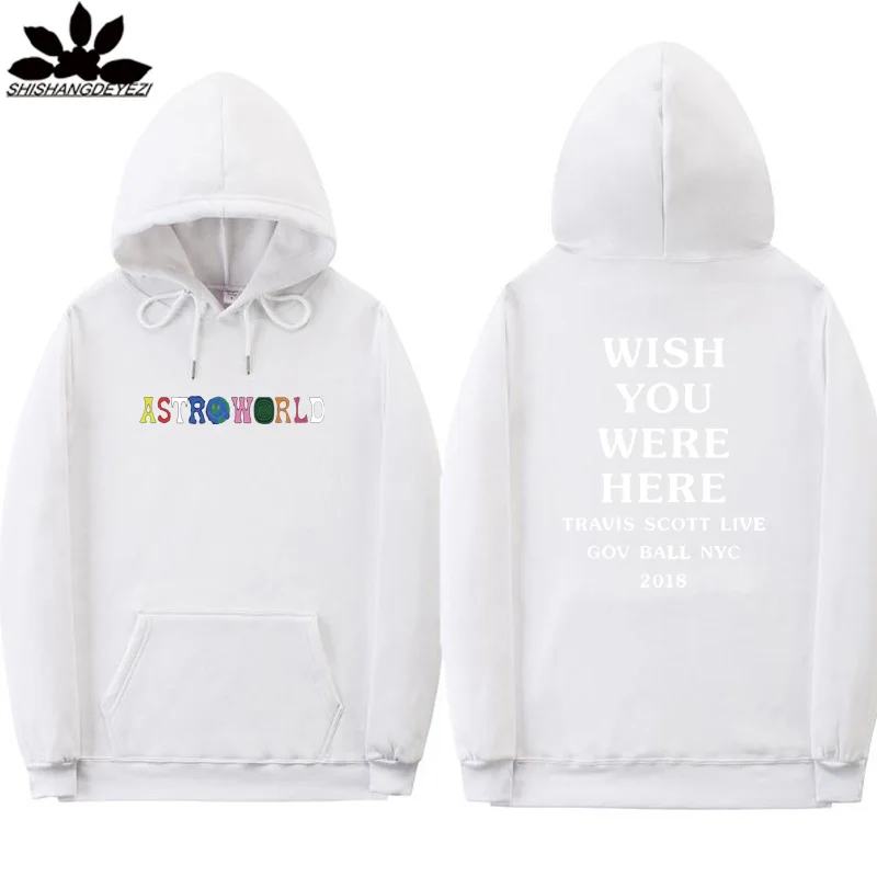 White XMS68 Astroworld/мужские и женские худи в уличном стиле в стиле хип-хоп, худи с надписью WISH YOU ware HERE, модные осенне-зимние флисовые толстовки с капюшоном - Цвет: White XMS68