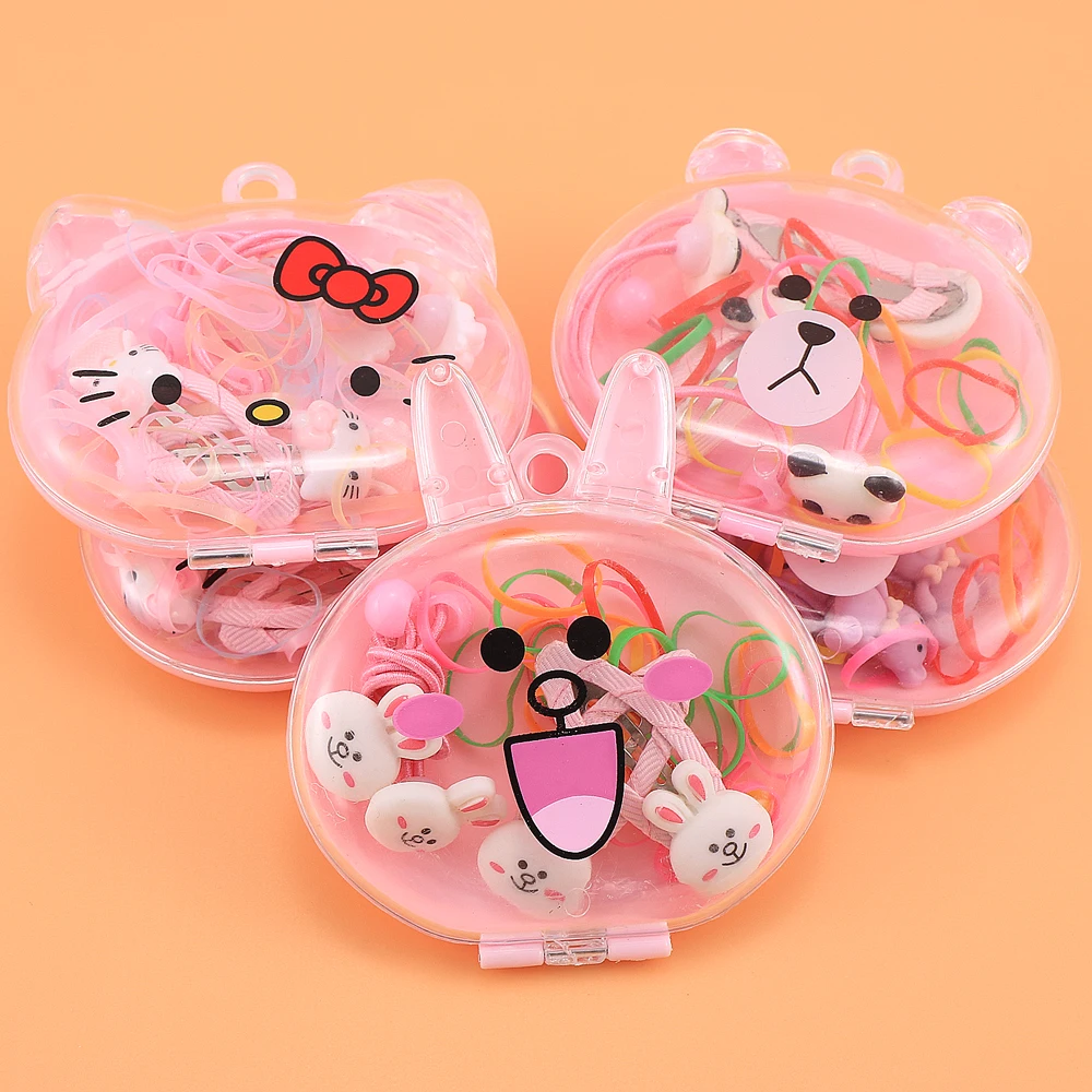 Горячая Распродажа hello kitty заколки для волос эластичные резинки для волос набор для девочек акриловые Мультяшные медведи кролик кошачьи заколки, аксессуары
