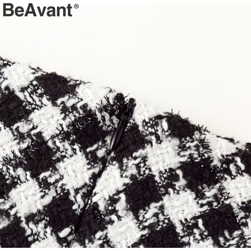 BeAvant Ttweed, клетчатая мини-юбка в ломаную клетку, Женская трапециевидная стильная женская юбка с молнией сзади, уличная одежда, шикарные офисные женские юбки