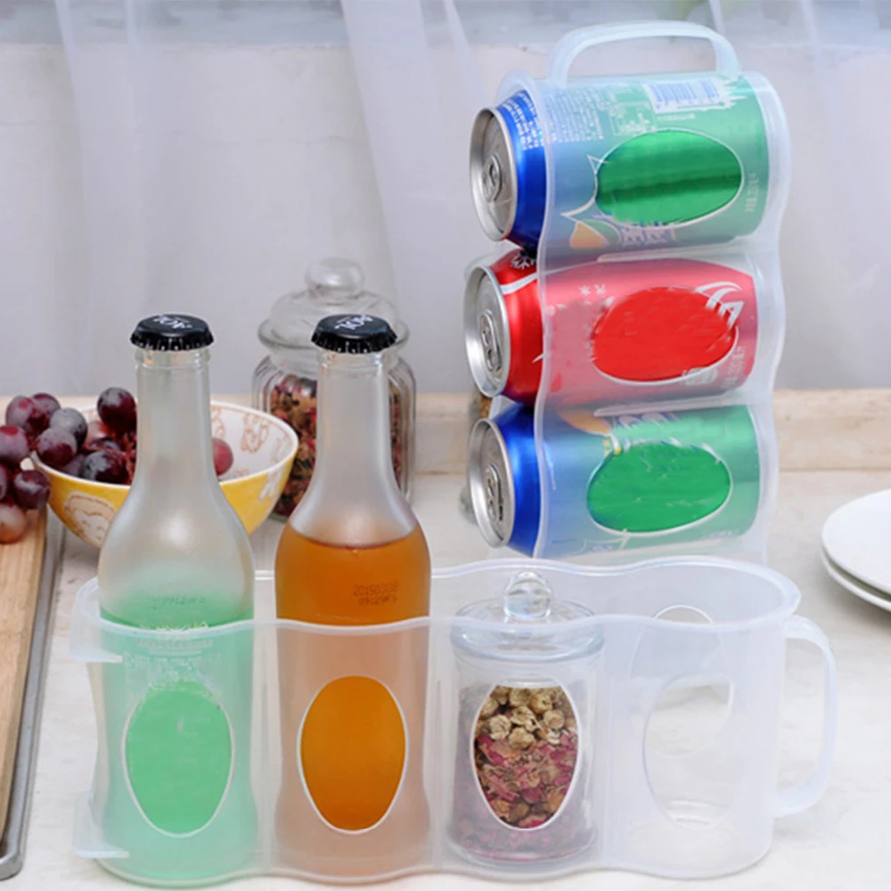 

Plastic Kitchen Storage Container Refrigerator Storage Holder Cola Beverage Beer Can 4 Case Organizer Space-saving Box Useful