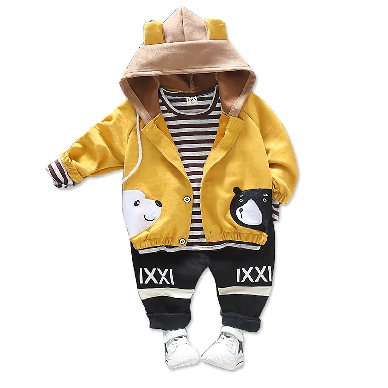 

Spring Autumn Children Cartoon Clothes Baby Boy Girl Hooded Jacket T Shirt Pants 3Pcs/sets Kid Infant Clothing Toddler Tracksuit
