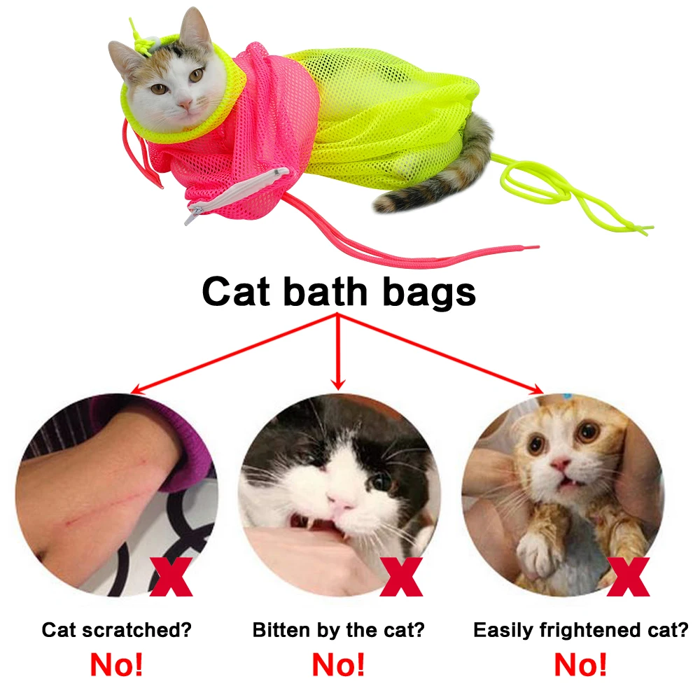 Сетчатая Сумка для ванной, регулируемая для мытья домашних животных, для купания, для стрижки ногтей, для инъекций царапин, Рюкзак-переноска для кошек