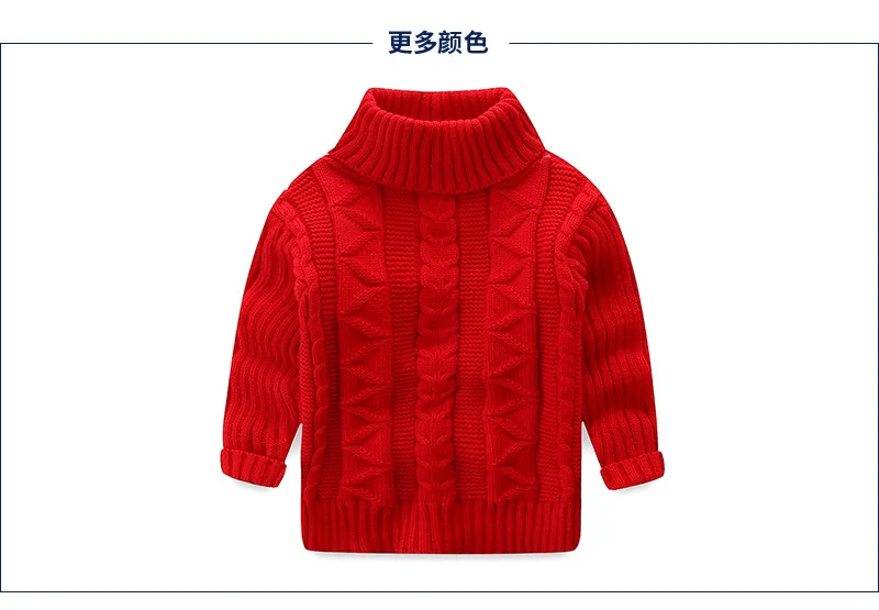 New Style Solid Color Linen Flower Color High Collar Childrenswear Boys' Sweater Children Autumn And Winter Girls Base Sweater W