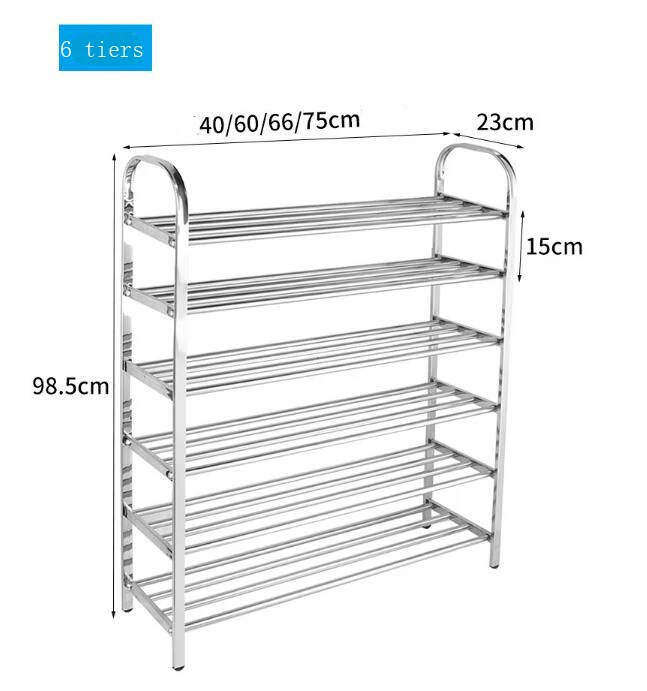 6 layer-66x23x98.5cm Стеллаж для обуви из нержавеющей стали, стойка для обуви, полка для хранения обуви, для спальни, гостиной, шкаф для обуви, Домашний Органайзер - Цвет: 6 layer-66x23x98.5cm