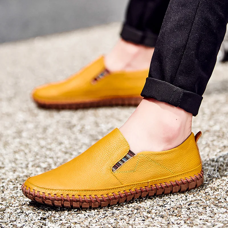 

Cow Leather Men Loafers Leisure Flat Driving Shoes Spring Autumm Slip on Shoes