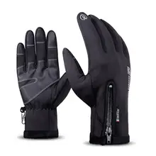 Мужские и женские зимние теплые водонепроницаемые ветрозащитные перчатки для занятий спортом на открытом воздухе, лыжные перчатки все пальцы на молнии, теплые спортивные