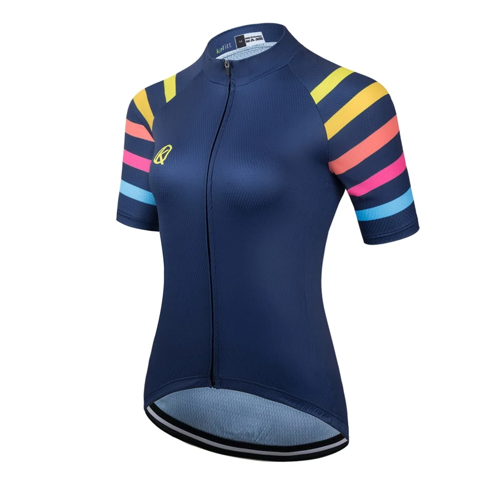 thumbnail image 1 of Kafitt - Maillot de ciclismo para mujer, blusa de verano, ropa de ciclismo de montaña, transpirable, corto, para bicicleta, talla L, 1 of 5