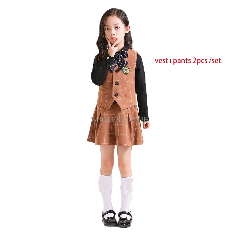 vest pants 2pcs Школьный костюм для девочек и мальчиков на свадьбу, детский деловой жилет, брюки, юбка, комплект одежды для девочек, костюм для выступлений на выпускной, костюм для танцев на фортепиано - Цвет: vest pants 2pcs