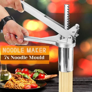 

Stainless Steel Manual Noodle Maker Press Pasta Machine Crank Cutter Fruits Juicer Cookware With 7 Pressing Noodle Moulds Making