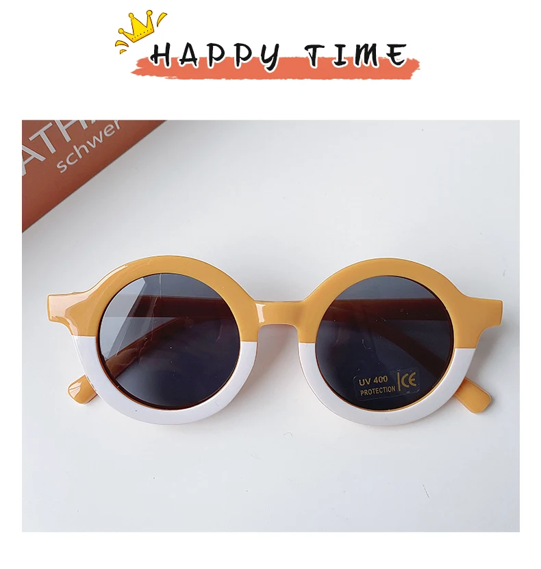 Nouveaux enfants mignon dessin animé ours forme lunettes de soleil rondes fille garçon léopard Double couleur Vintage lunettes de soleil Protection UV classique enfant_voghion.com
