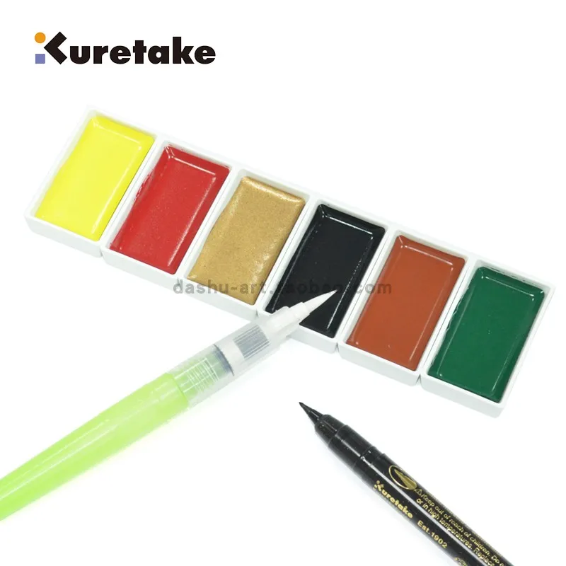 New 12-Color ZIG Kuretake Solid Watercolor Paint Set Watercolors Field  Sketch Set for Painting Supplies 12/18/24/36/48 Colors