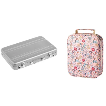 

Aluminum Password Box Card Case Suitcase Password Briefcase Silver & 150 Slot Floral Print Multifunctional Pencil Bag
