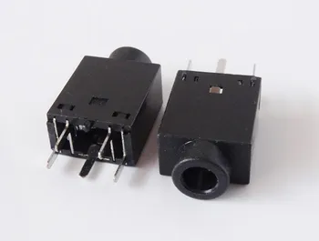 

3.5 PJ-358 Vertical Type Headphones Jack Pin-Shaped Vertical Type Audio Socket Black And White with Pattern