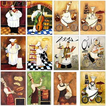 

New Diamond Painting Cross Stitch 5D DIY Kitchen Chef Cartoon Full Square Diamond Embroidery Cook Mosaic Art Home Kitchen Decor