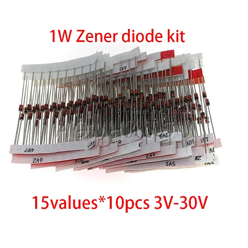 150pcs 1w Zener Diode Kit Do41 15values*10pcs 3v30v Component Diy Kit