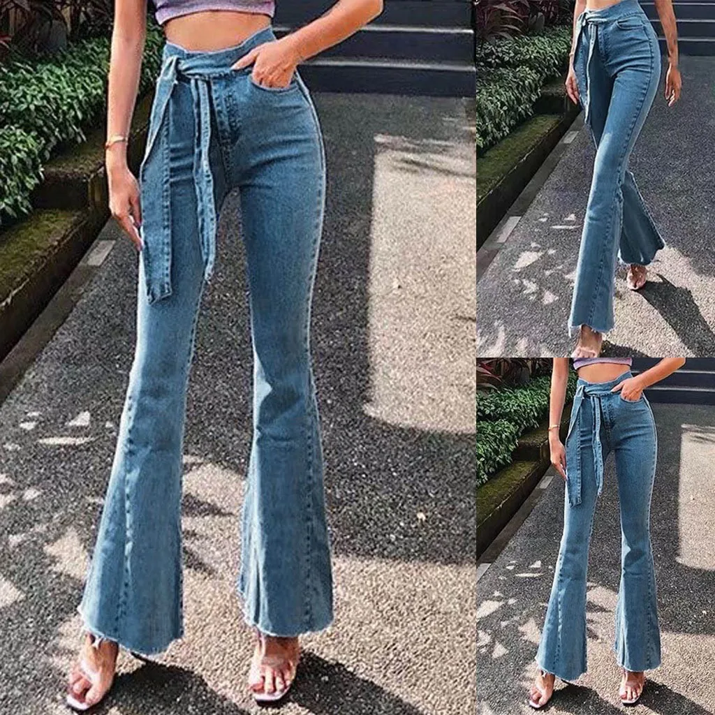 Women jeans Flare High Waist Vintage Boyfriend jeans for women Button Waist Bell Bottom Denim Pants Jeans mujer 2022 S10