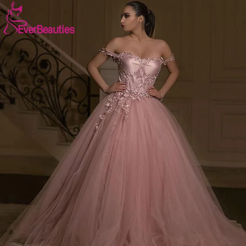 Vestidos De gala Бальные платья для выпускного вечера 2019 Тюлевое платье с аппликацией De Soiree с плеча Арабский вечер платье