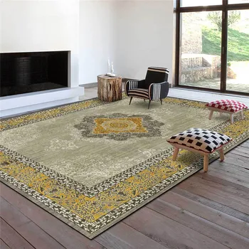 

Fashion European-Style Rug Morandi Geometric Ethnic-Style Yellow Green Carpet Living Room Bedroom Bed Blanket Bath Mat