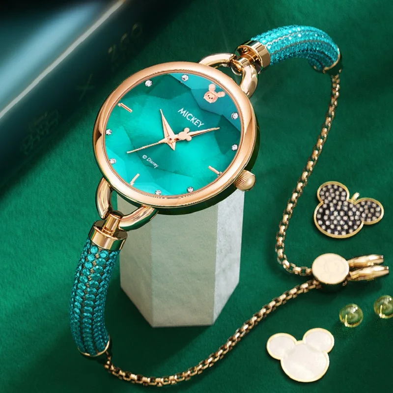 Female Clock Rhinstone-Scale Wrist-Watch Micky-Mouse Waterproof Japan Disney Original