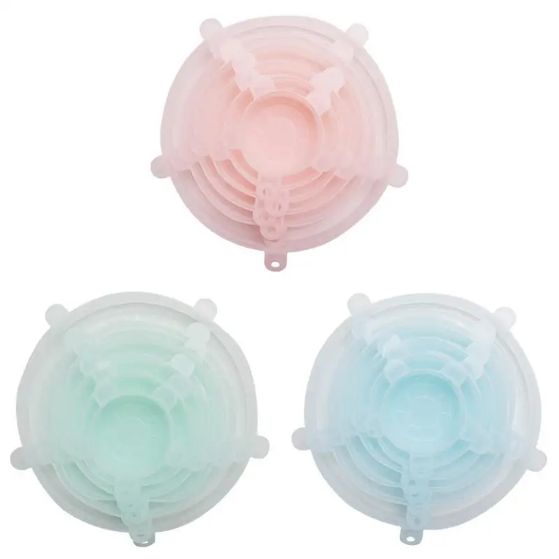 

6pcs Silicone Stretch Lids Durable Reusable Fresh Wrap Cover Food Fruit Sealed Kitchen Tools Cookware Dropshipping