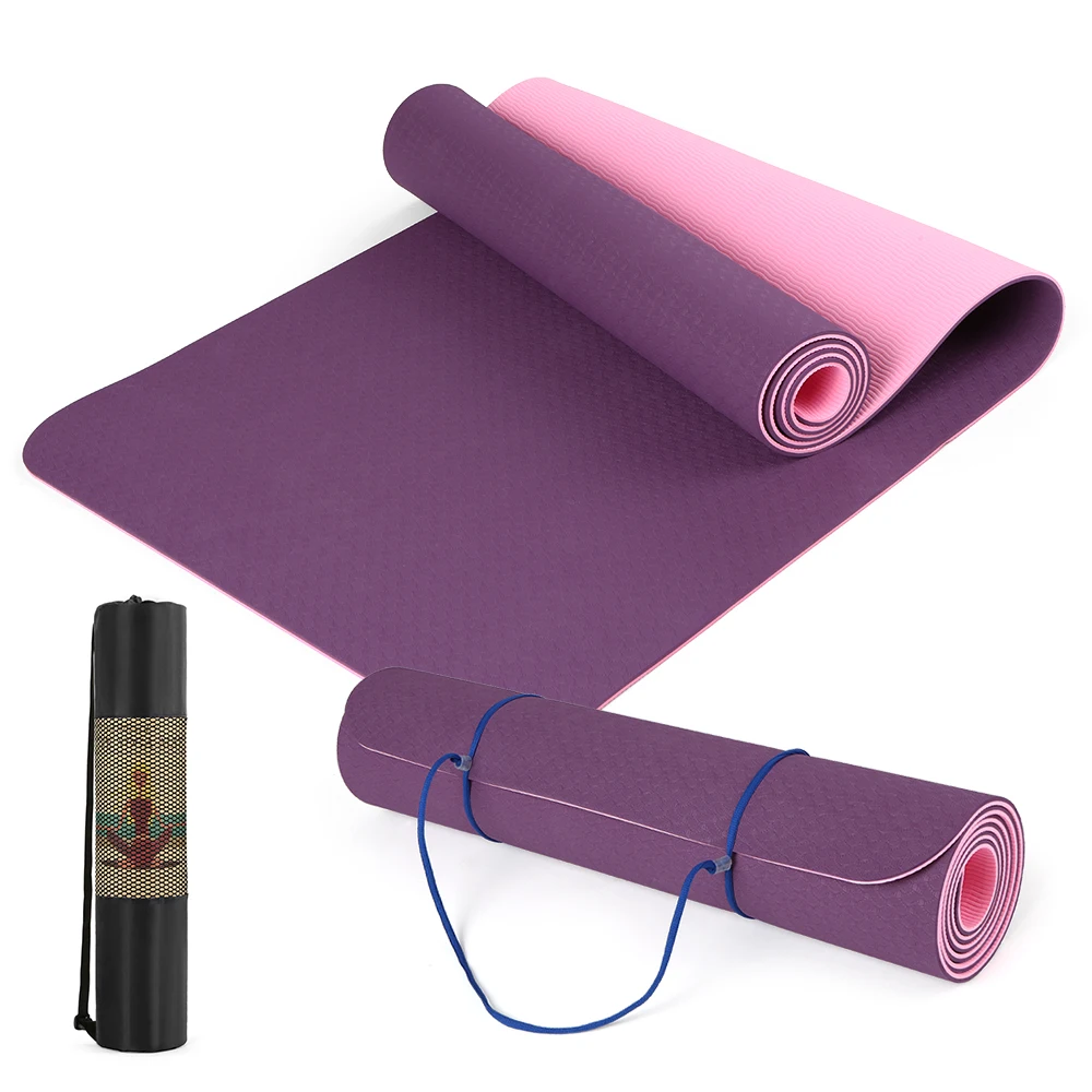 6mm Purple Yoga Mat With Carrying Strap Eco Friendly Pilates Gym Non-Slip Equio 