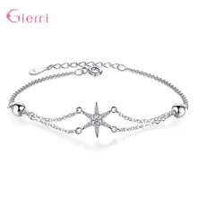 Популярный креативный браслет из кубического циркония 925 пробы с гексаграммой для женщин модная цепь со звеньями браслеты