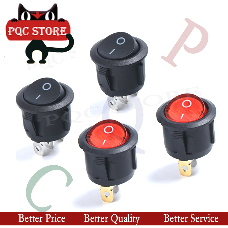 5 шт. KCD1-105 3PIN черный/красный круглый кнопочный переключатель перекидной ВКЛ/ВЫКЛ