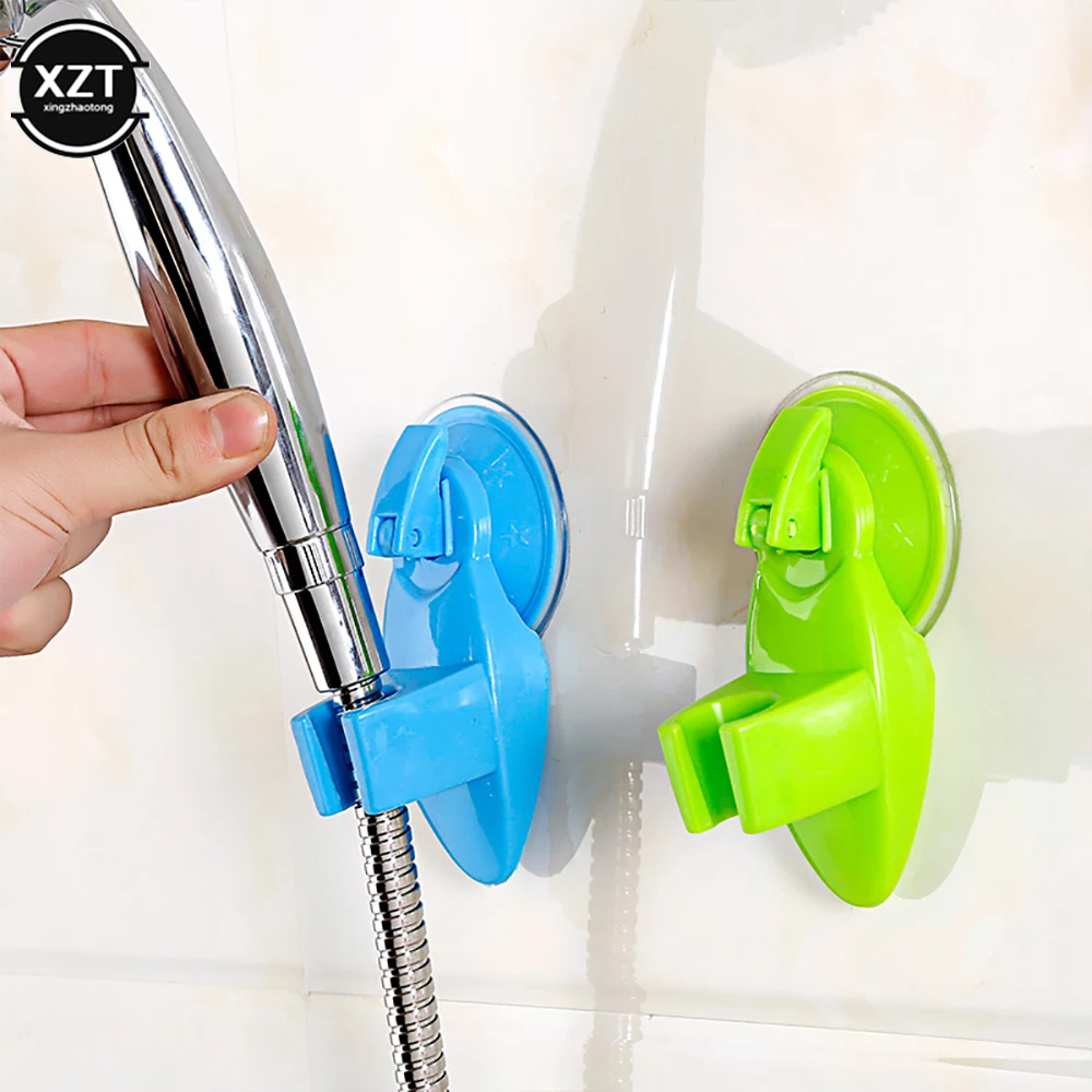 

1Pc Shower Holder Plastic Bathroom Shower Head Wall Mounted Bracket Holder With Powerful Sucker Pure Color Bathroom Supplies