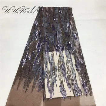 

Top grade african net lace fabric with sequins french tulle lace fabric