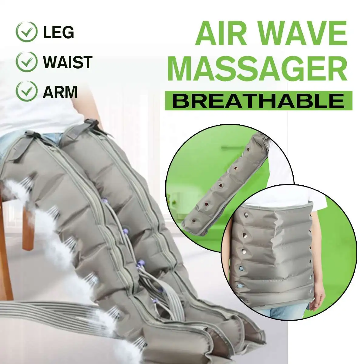 6 Air Wave Compression Massager Full Automatic Pressure Waist Leg Pump