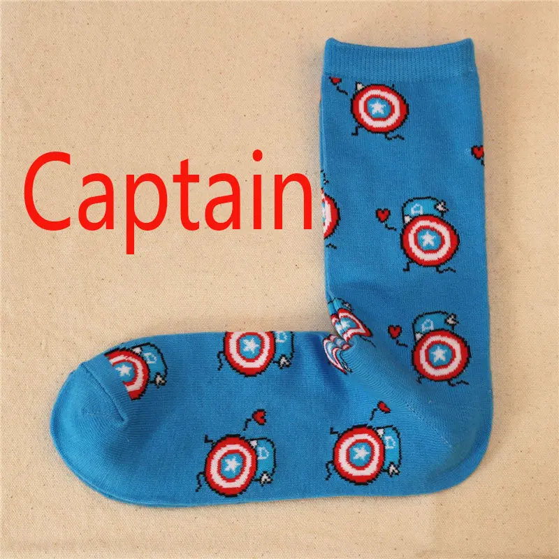 Железный Для мужчин носки Капитан Америка сапоги до колена высокие сапоги теплая, с вышитым рисунком противоскользящие Повседневное носки герой комиксов Marvel общего носки с персонажами из мультфильмов - Color: Captain
