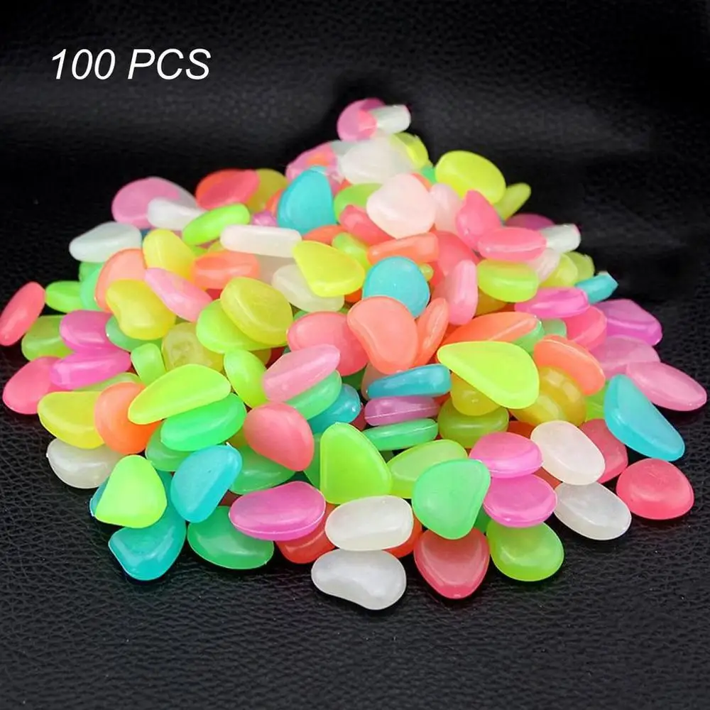 mix color 100 шт./упак. свечение галька горячая Распродажа камни домашнего аквариума украшения сада Светящиеся в темноте аксессуар для подарка - Цвет: mix color
