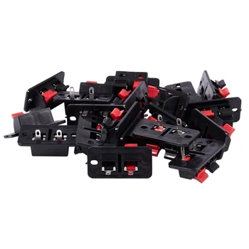 

20Pcs 2 Way Stereo Speaker Plate Terminal Strip Push Connector Block