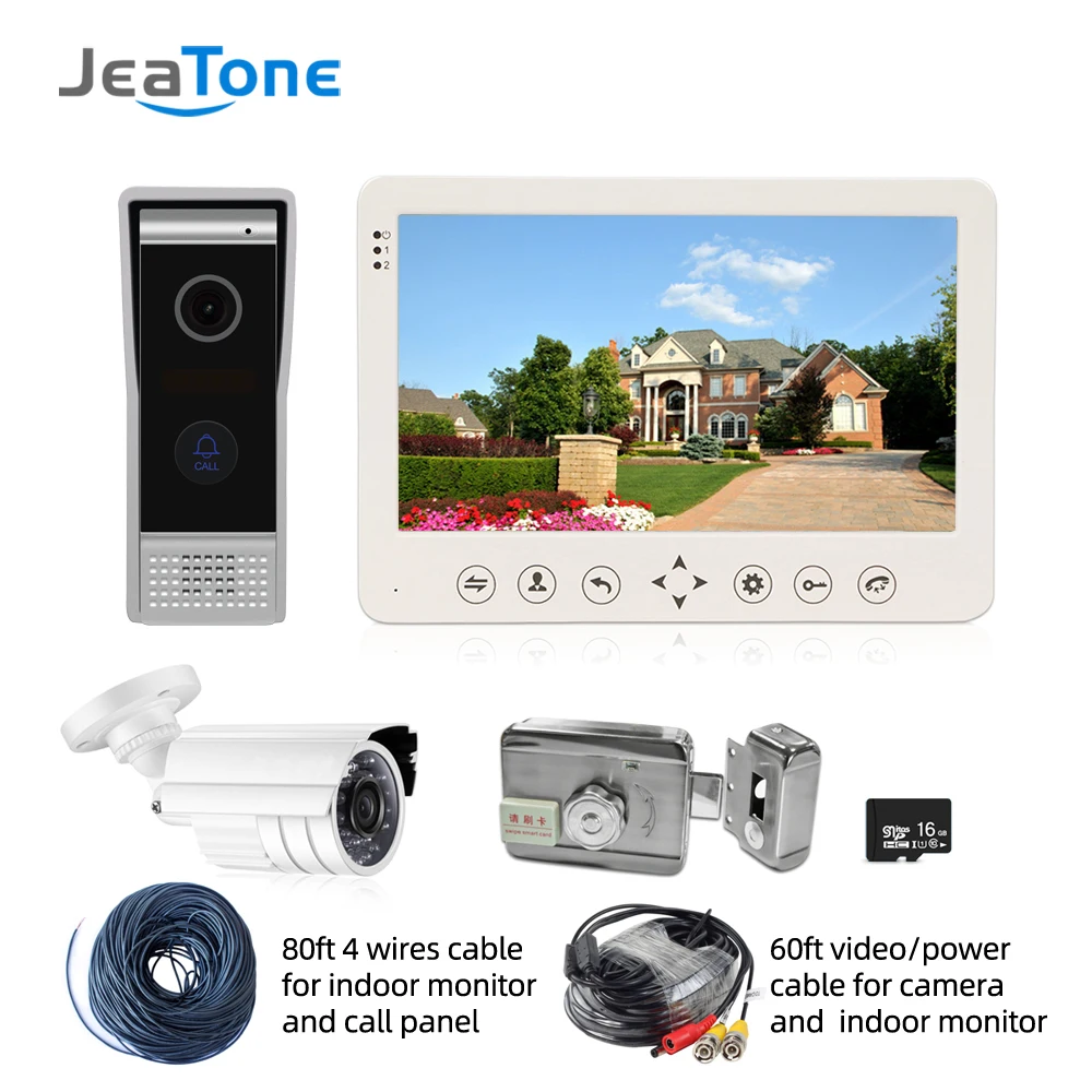 

Jeatone Video Intercom 7'' HD Wired Video Doorbell Camera Support IR Night Vision motion sensor for Home Security+1200TVL camera
