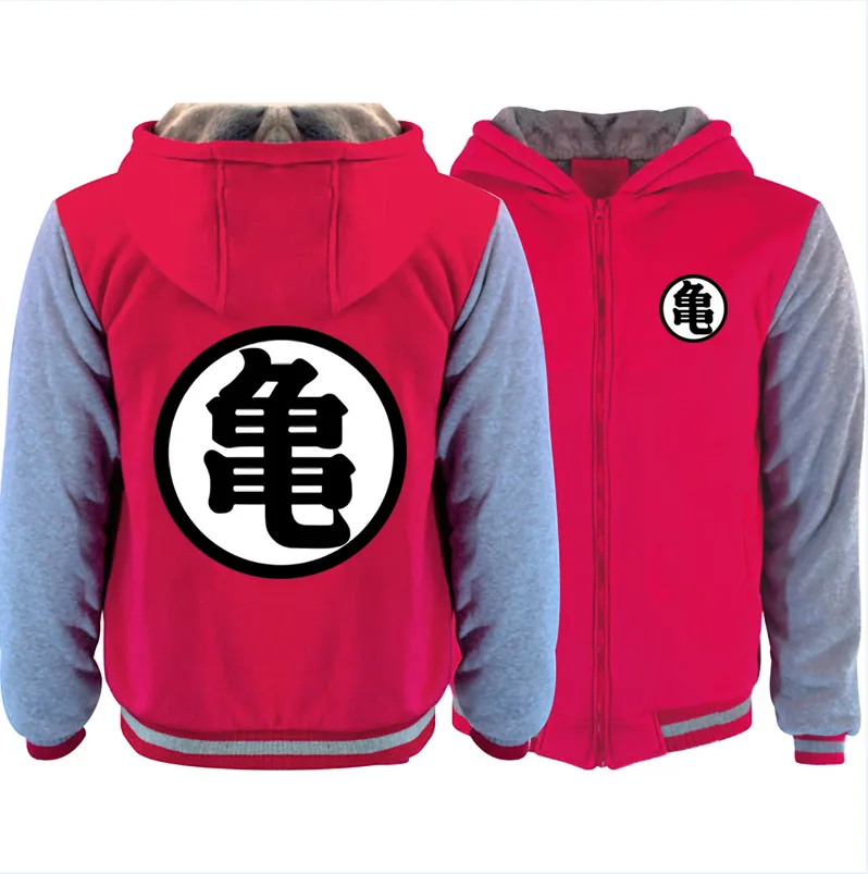 Американский размер, зимние толстовки для мужчин, драконий жемчуг, толстовки на молнии с капюшоном, мужские куртки Master Roshi размера плюс, логотип на заказ - Цвет: 4