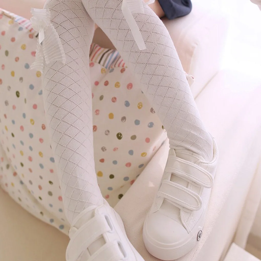 Милые детские гольфы для малышей Детские однотонные Хлопковые с бантом